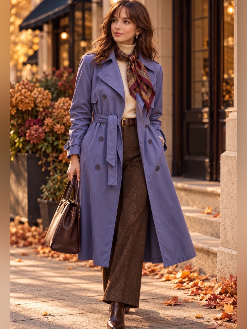 Vintage 80’s- Peabody House - rain trench coat- purple with pockets and belt tie